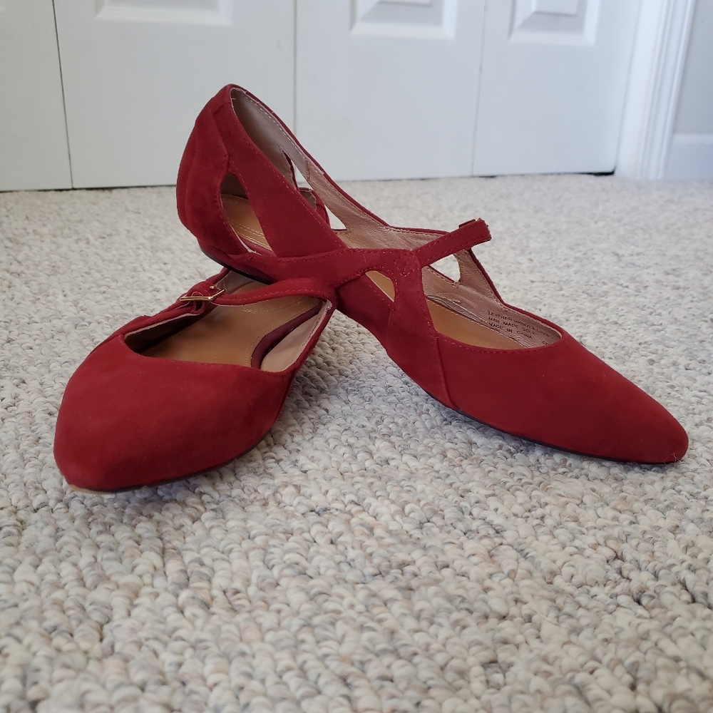 Corso Como mystic dark red wine cut out flat point toe leather upper